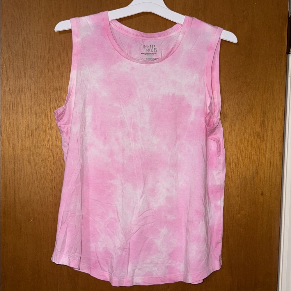 •TIME AND TRU•NWOT ORCHID BLOOM PINK TIE-DYE SLEEVELESS TANK TOP SIZE SMALL - Picture 6 of 11